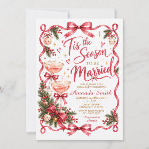 Tis the Season to be Married Pink Holiday Wedding Invitation
