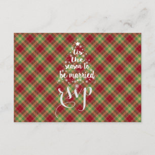 'Tis the season to be married Red Plaid RSVP Card