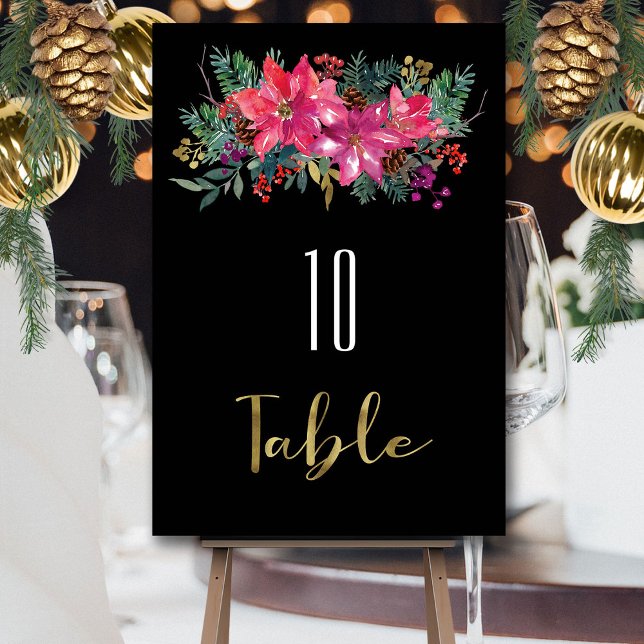 Tis The Season To Be Married Winter Christmas Pink Table Number (Creator Uploaded)