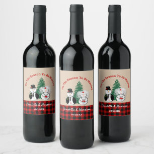 Tis The Season To Be Married Winter Cute Wine Label