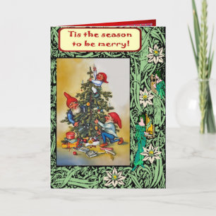 Tis the season to be merry with the elves holiday card