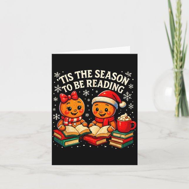 ’tis The Season To Be Reading Book Lover Design  Card (Front)