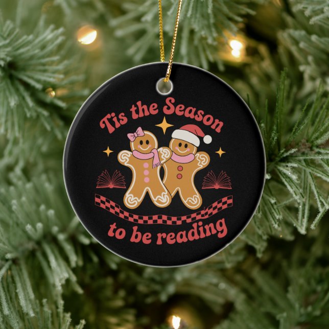 Tis The Season To Be Reading Christmas School  Ceramic Ornament (Tree)
