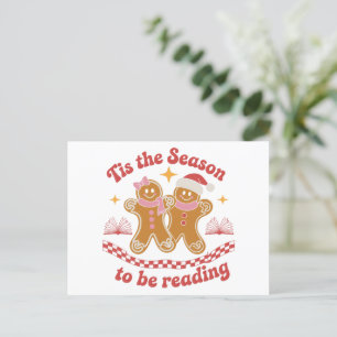 Tis The Season To Be Reading Christmas School  Holiday Postcard