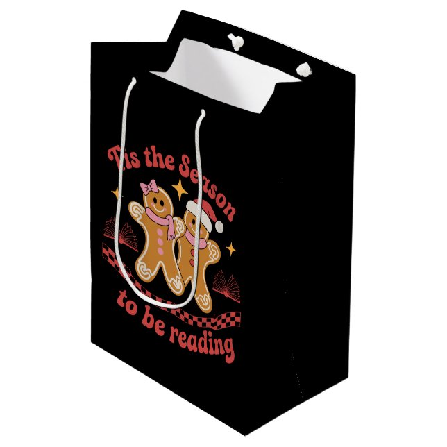 Tis The Season To Be Reading Christmas School  Medium Gift Bag (Front Angled)