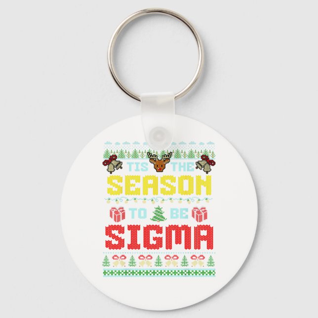 Tis The Season To Be Sigma Christmas Brainrot Iron Keychain (Front)