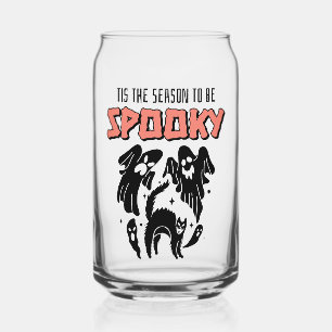 Tis the Season to be Spooky Creepy Halloween Can Glass