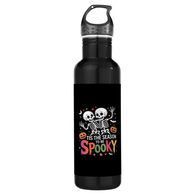 Tis The Season To Be Spooky Dancing Skeleton Hallo 710 Ml Water Bottle (Front)