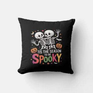 Tis The Season To Be Spooky Dancing Skeleton Hallo Throw Pillow