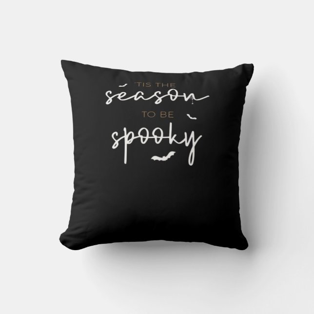 Tis The Season To Be Spooky Halloween Retro Classi Throw Pillow (Front)