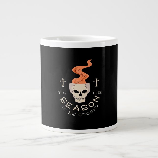 Tis The Season To Be Spooky Halloween Skull Large Coffee Mug (Front)