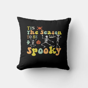 Tis The Season To Creepy Funny Dancing Skeletons M Throw Pillow