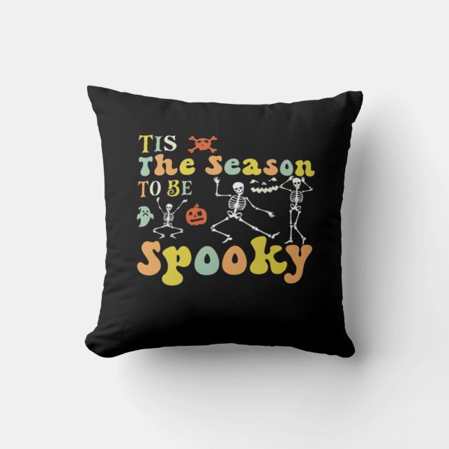 Tis The Season To Creepy Funny Dancing Skeletons M Throw Pillow (Front)