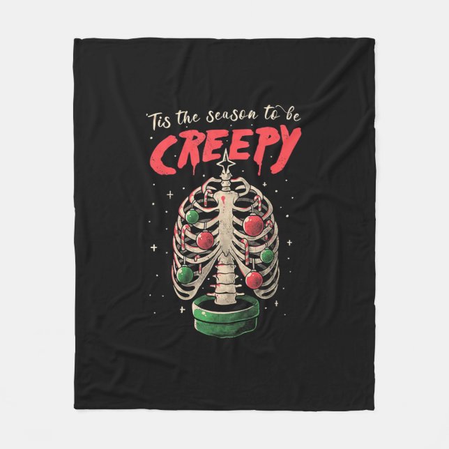 Tis The Season To Creepy Skeleton Tree Fleece Blanket (Front)