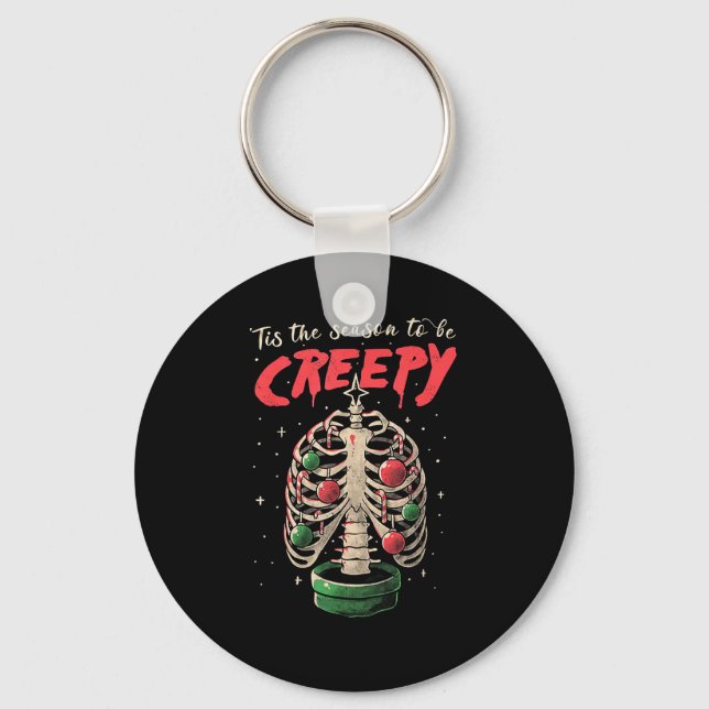 Tis The Season To Creepy Skeleton Tree Keychain (Front)