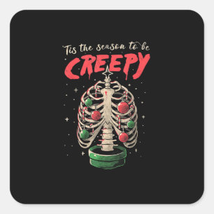 Tis The Season To Creepy Skeleton Tree Square Sticker
