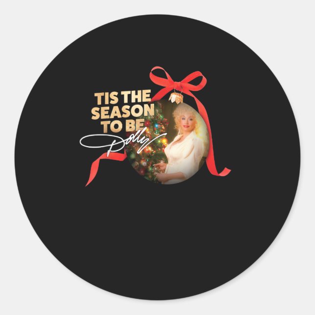 Tis The Season To Dolly Retro Classic Classic Round Sticker (Front)