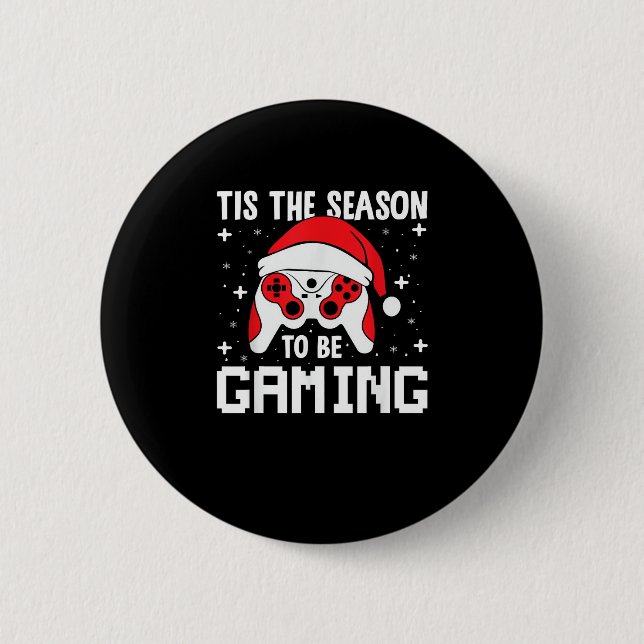 Tis The Season To Gaming Christmas Gamer Heartbeat 2 Inch Round Button (Front)