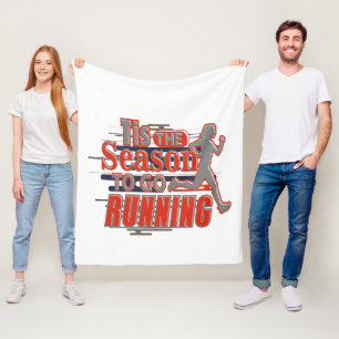 Tis the Season to go Running Festive Christmas Fleece Blanket
