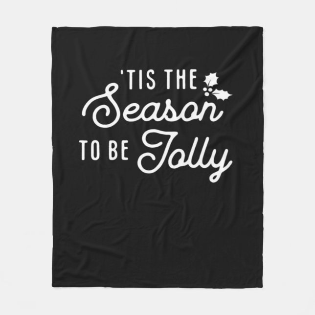 Tis The Season To Jolly Retro Style Fleece Blanket (Front)