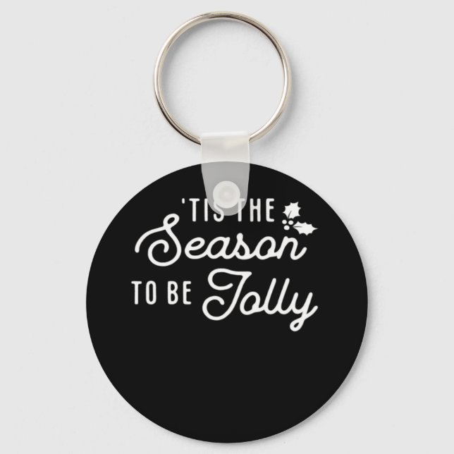 Tis The Season To Jolly Retro Style Keychain (Front)