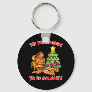 Tis The Season To Naughty Gingerbread Man Couple Keychain