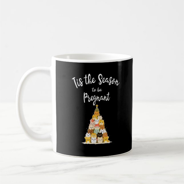 Tis The Season To Pregnant Cute Christmas Tree Men Coffee Mug (Left)