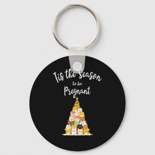 Tis The Season To Pregnant Cute Christmas Tree Men Keychain