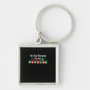 Tis The Season To Reading Christmas Teacher Book Keychain