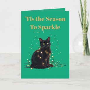 Tis the Season To Sparkle Black Cat Entangled Card