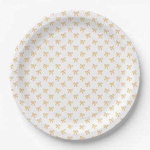 Tis' The Season To Sparkle Christmas Bow Gold Paper Plate