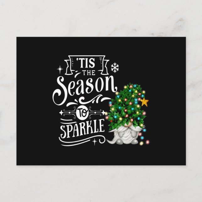 'Tis The Season To Sparkle Christmas Gnome Postcard (Front)