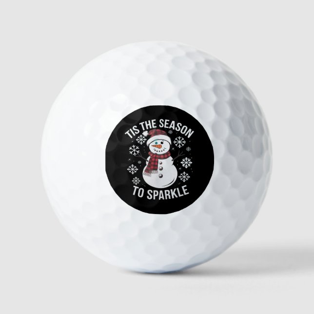Tis The Season To Sparkle Christmas Holiday Gift Golf Balls (Front)
