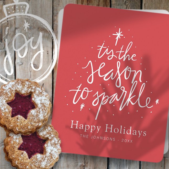 T'is The Season To Sparkle Modern Christmas Tree Holiday Card (Creator Uploaded)