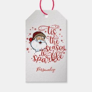 Tis the Season to Sparkle Santa Design Personalize Gift Tags
