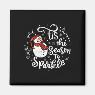 Tis The Season To Sparkle Snowman Christmas Family Magnet