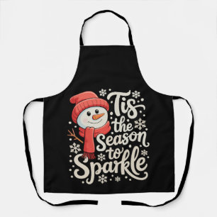 Tis The Season To Sparkle Snowman Christmas Xmas Apron