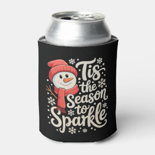 Tis The Season To Sparkle Snowman Christmas Xmas  Can Cooler
