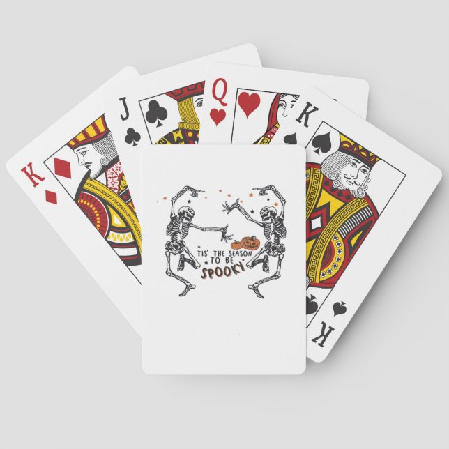 Tis The Season To Spooky Halloween Skeleton Retro  Playing Cards (Back)