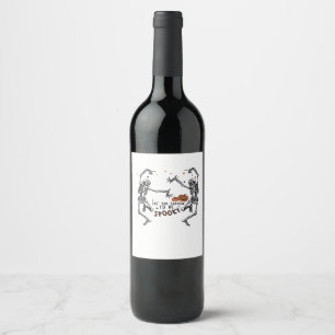 Tis The Season To Spooky Halloween Skeleton Retro  Wine Label