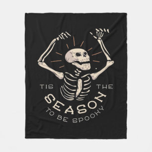 Tis The Season To Spooky Halloween Skeleton Vintag Fleece Blanket