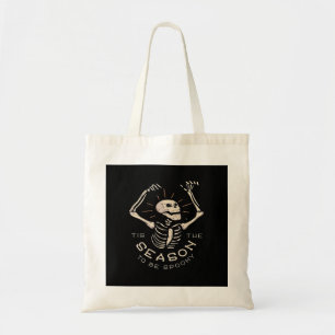Tis The Season To Spooky Halloween Skeleton Vintag Tote Bag