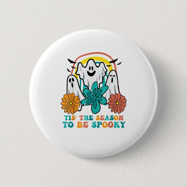 Tis The Season To Spooky Retro Halloween Women 2 Inch Round Button (Front)