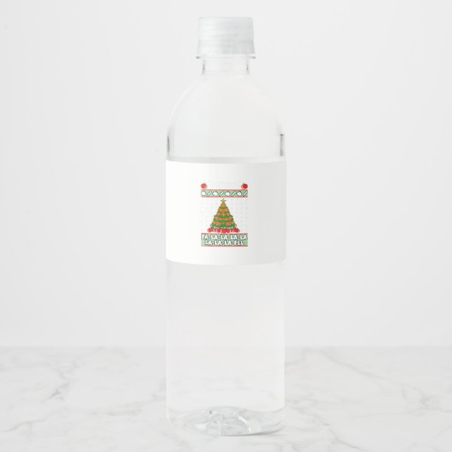 Tis The Season To Vegan Christmas Pajama X-Mas Veg Water Bottle Label (Front)