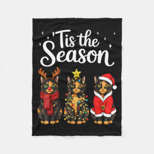 Tis The Season Tortoiseshell Cat Christmas Santa Fleece Blanket