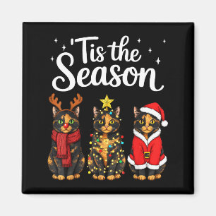 Tis The Season Tortoiseshell Cat Christmas Santa Magnet