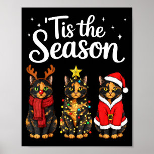 Tis The Season Tortoiseshell Cat Christmas Santa Poster