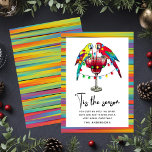 'Tis The Season Tropical Christmas Cocktails<br><div class="desc">'Tis The Season Tropical Christmas Cocktails Holiday Christmas Cards features two macaw parrots drinking a cocktail with festive colourful Christmas lights with the text "'Tis the season" in modern calligraphy script. Personalize with your custom message and name by editing the text in the text boxes provided. Designed by ©Evco Studio...</div>