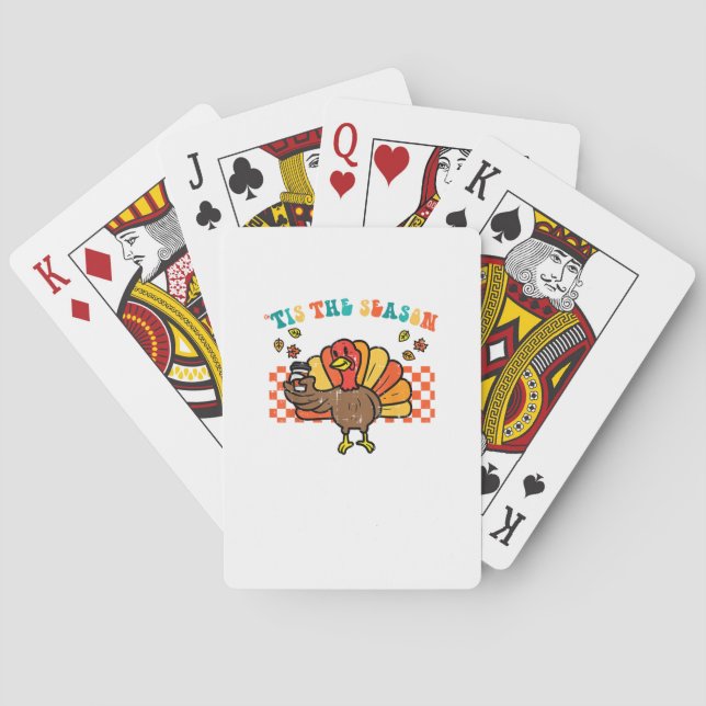 Tis The Season Turkey Coffee Thanksgiving Fall Men Playing Cards (Back)
