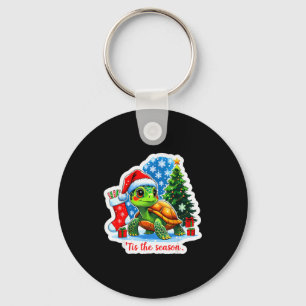 Tis The Season Turtle Pet Owner Christmas Festive  Keychain
